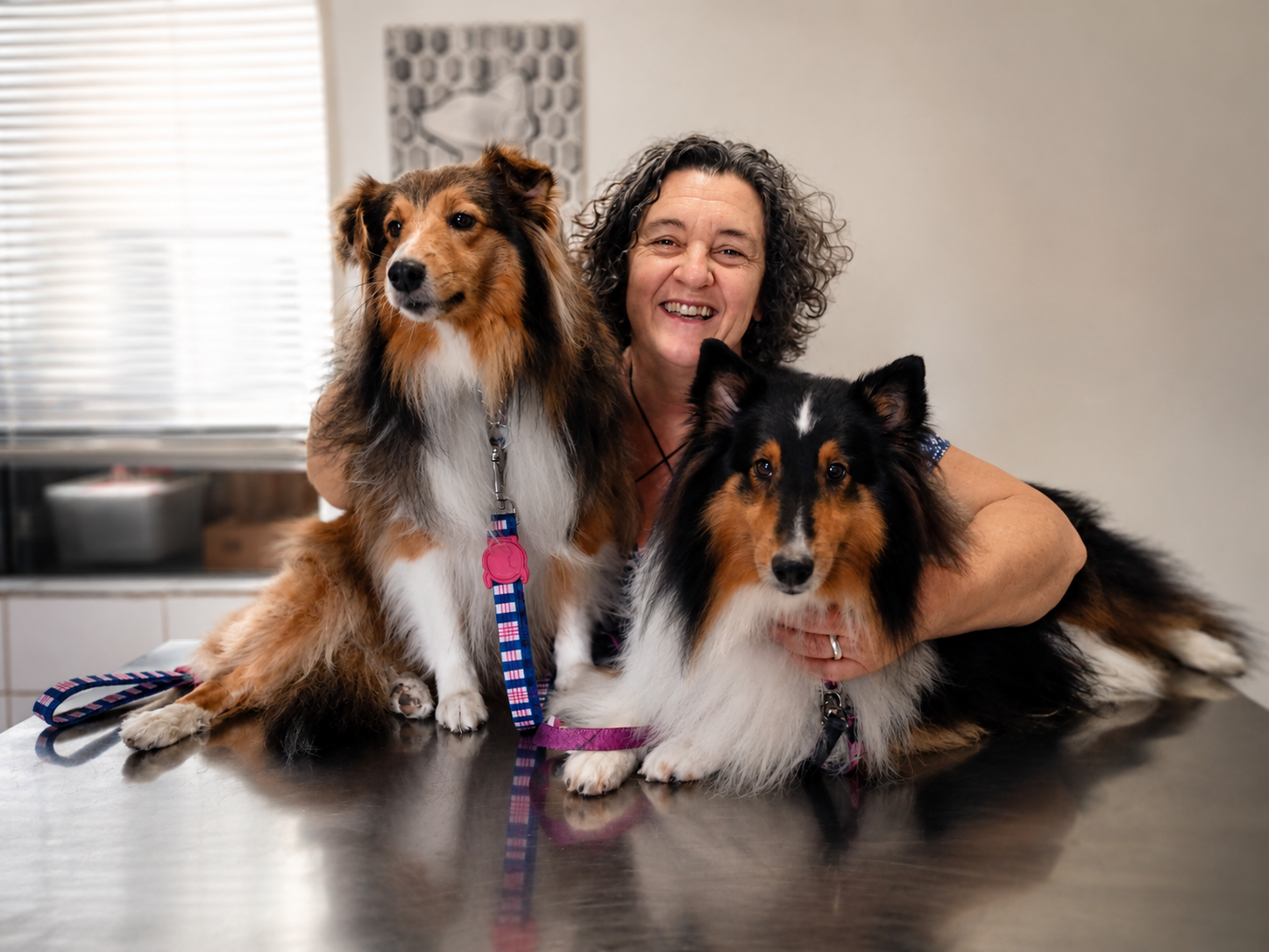 Carmen entre dois shelties